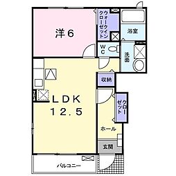 アベニールB 1LDKの間取図画像