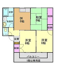 メゾンポールB棟 3DKの間取図画像