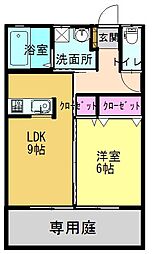 アライコーポ 1LDKの間取図画像