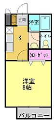 エスペラール 1Kの間取図画像
