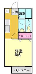 ヴァンサンク 1Kの間取図画像
