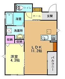 シャーメゾン蔵 1LDKの間取図画像