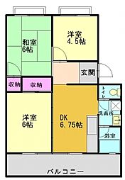 コーポ曽根 3DKの間取図画像