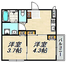 エヌエムキャランドドゥ 2階1SKの間取り