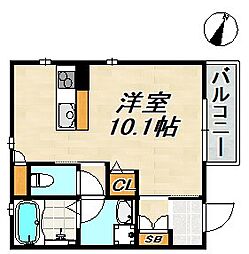 グランメール月見山 3階ワンルームの間取り