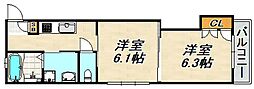 パークコート離宮前 1DKの間取図画像