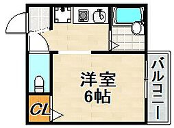 ヒルズ山下2 1Kの間取図画像