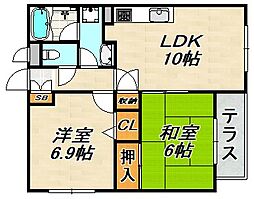 Regulus須磨寺 2LDKの間取図画像