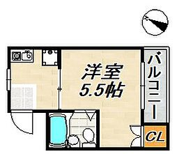 クレスタビュウ 1Kの間取図画像