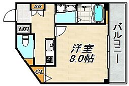 クレアドル須磨2 1Kの間取図画像