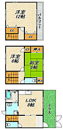 片山ハイツ 3LDKの間取図画像