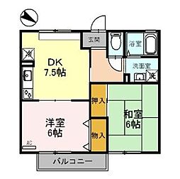 ハイツ平成 2DKの間取図画像