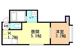 ボヌールN16 1LDKの間取図画像