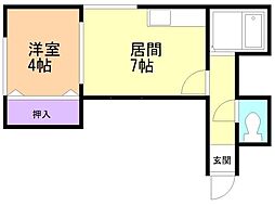 パルコート光星10 1DKの間取図画像