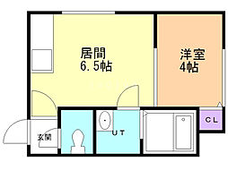 ノース10 1DKの間取図画像