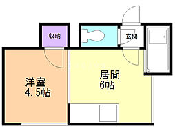 オプス北15東10 1DKの間取図画像