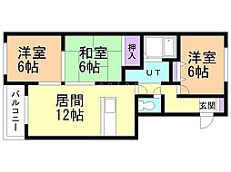 ロイヤル東苗穂5 3LDKの間取図画像