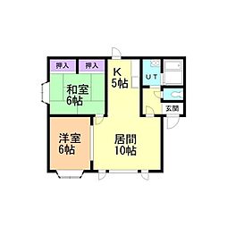 レントウォームB 2LDKの間取図画像