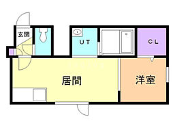 ネージュ元町1 1DKの間取図画像