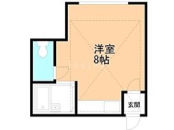 北27条クラブハウスB ワンルームの間取図画像