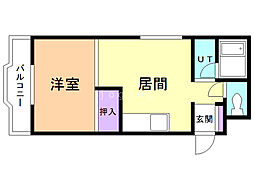 北飛越阿部3 1DKの間取図画像