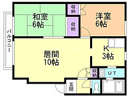 シームリーハイツ 2LDKの間取図画像