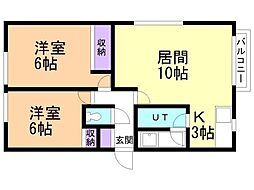 イーストフロンティアT.K 2LDKの間取図画像