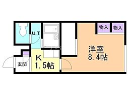 レオパレスK&N 1Kの間取図画像