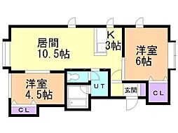 ヒルテラス東麻生 2LDKの間取図画像