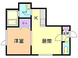 ウイングS&A 1LDKの間取図画像