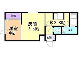 モンターニュボヌール 1LDKの間取図画像