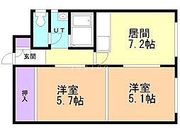 ライフゾーン野口 2LDKの間取図画像