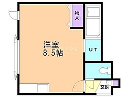 ルミエール北28条B ワンルームの間取図画像