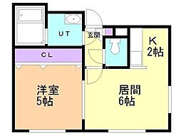 イーストブルー 1LDKの間取図画像
