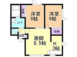 シティハイム元町 2LDKの間取図画像
