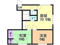 パナシティ44 2LDKの間取図画像