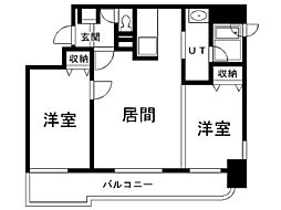 メープル元町 2LDKの間取図画像