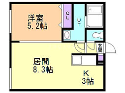 クリスタル・セレニティ 1LDKの間取図画像