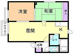 ウインディア元町 2LDKの間取図画像