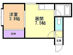 アーバンコート元町2 1DKの間取図画像