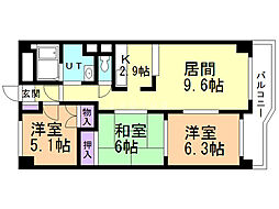 ビラ・サンライト第1 3LDKの間取図画像