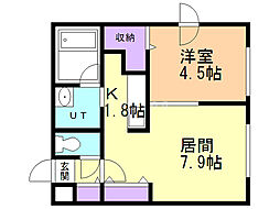 ラメリディアン 1LDKの間取図画像