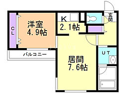 グランヴィーヌN17 1LDKの間取図画像