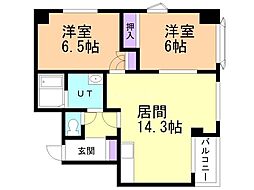フローラN14 2LDKの間取図画像