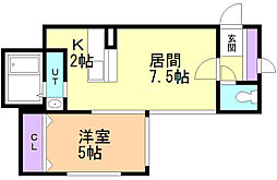 エルミタージュ 1LDKの間取図画像