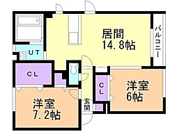 シルス1 2LDKの間取図画像