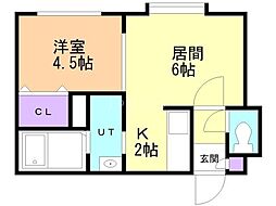 エスペランスロジェ 1LDKの間取図画像