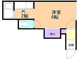 ハピネス栄町 1Kの間取図画像
