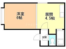 エルメゾン 1DKの間取図画像