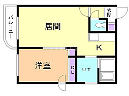 エストフォーレ16 1LDKの間取図画像